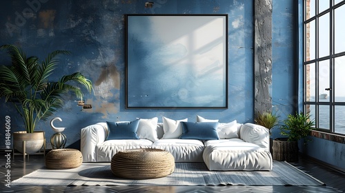 ISO A Paper Size Living Room Wall Poster Mockup Modern D Frame Decorating Home Interior
