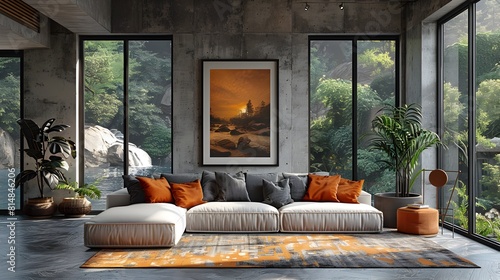 ISO A Paper Size Living Room Wall Poster Mockup Modern Interior Design Frame Art