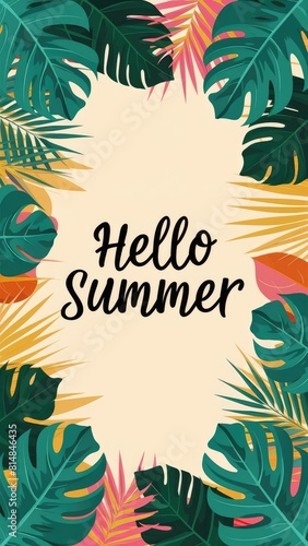 a colorful picture of flowers with the words hello summer on it