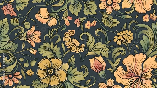 Lush and Vibrant Floral Botanical Pattern for Decorative Backgrounds