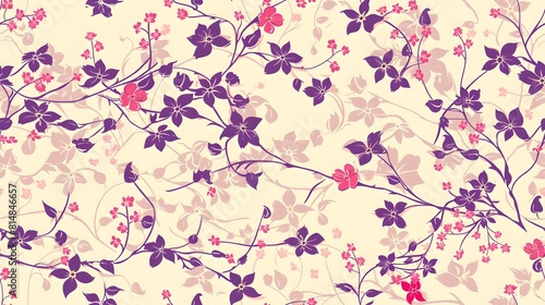 Lush and Vibrant Floral Pattern with Elegant Botanical Branches and Blossoms