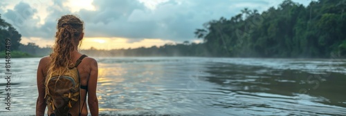 female anthropologist conducting fieldwork among indigenous tribes in the Amazon rainforest