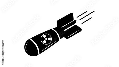 Air nuclear bomb, black isolated silhouette