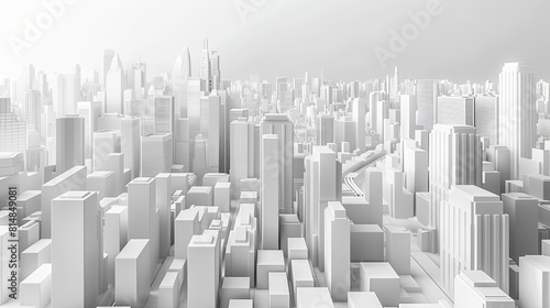 3D rendering of a large city with skyscrapers background