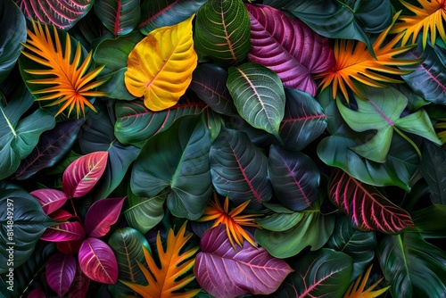 background of bright exotic leaves