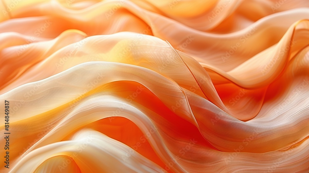 Close-up of a wavy design in orange, yellow, and white on fabric-like material Close-up of a wavy design in orange, yellow, and white on fabric-like material