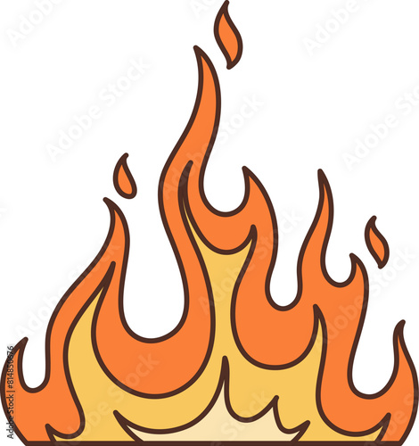 Retro groovy fire flames burning, hippie cartoon symbol of 70s art, isolated vector. Groovy fire burn with sizzling flames, hippie or hipster style art element for t-shirt print or sticker design