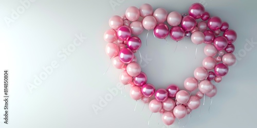 A vibrant 3D render of a love heart made from pink and cream balloons, arranged neatly with a blank space for messages