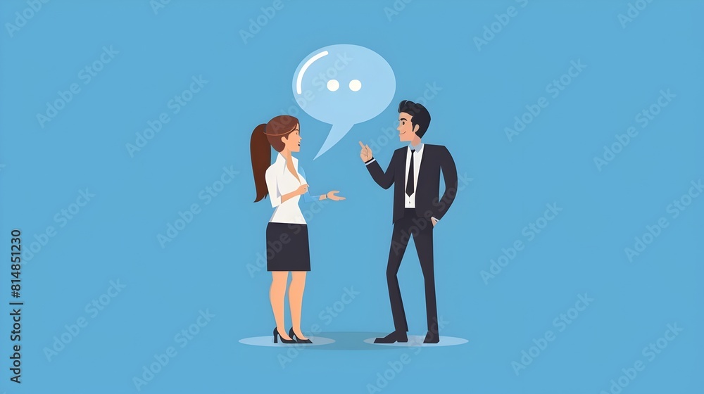 Two business professionals discussing ideas and solutions in a corporate meeting setting