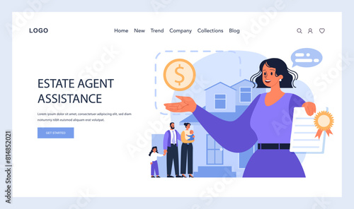Estate Agent Assistance concept. Flat vector illustration.