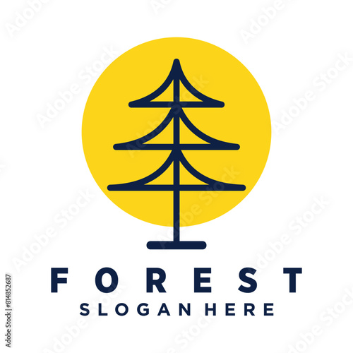 Vector pine tree design element vector icon with creative concept