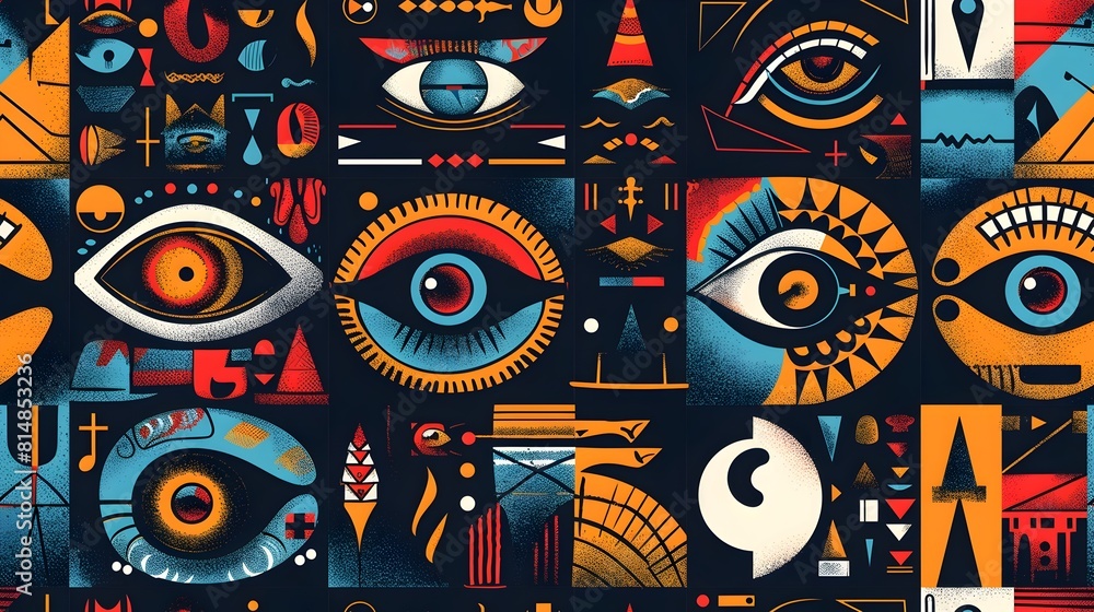Vibrant Psychedelic Abstract Patterns and Surreal Mystical Symbols in Colorful Digital Vibrant Psychedelic Abstract Patterns and Surreal Mystical Symbols in Colorful Digital