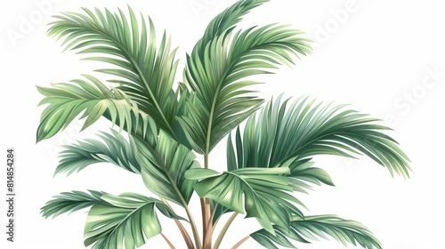 Elegant hand-drawn illustration of a towering green palm  its leaves detailed in a classic style  starkly isolated on a white background to capture the essence of the tropics