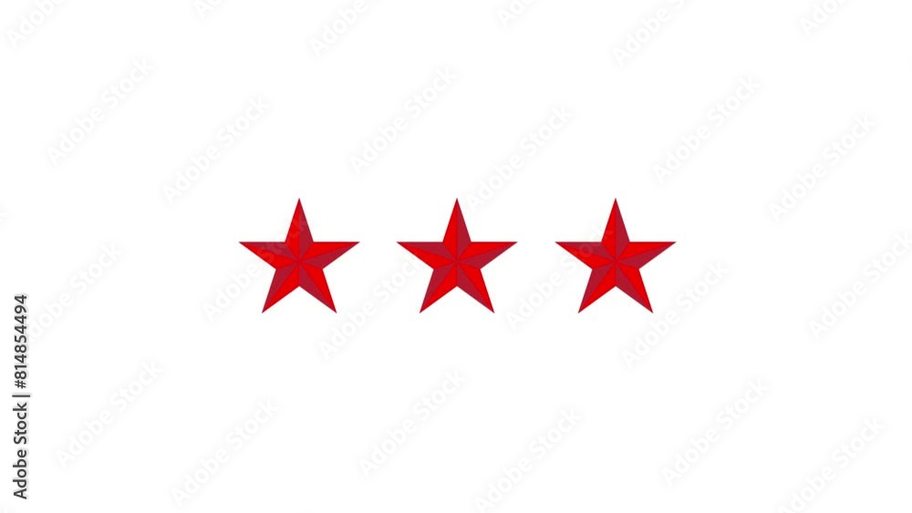 Three star rating icon animated video. Three star rating icon animated video.