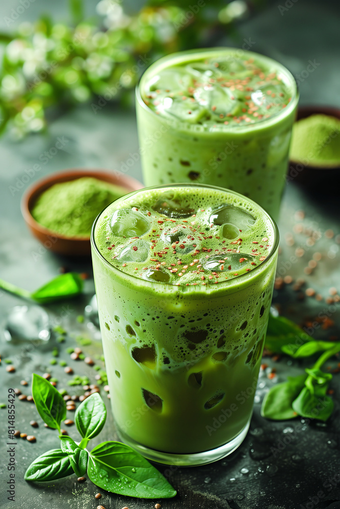 Iced Matcha Latte: green matcha latte served over ice for a refreshing twist. Iced Matcha Latte: green matcha latte served over ice for a refreshing twist.