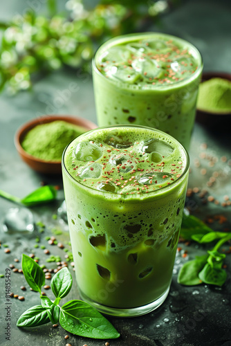 Iced Matcha Latte: green matcha latte served over ice for a refreshing twist.