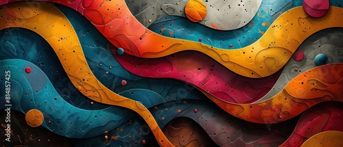 Abstract colorful background with waves and lines