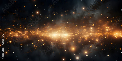  Golden Dust and Black Sequins Falling Like Nebula Galaxy in a Scifi Style Particles Wallpaper Background