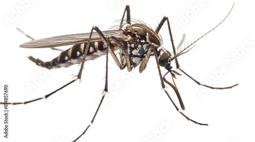 one mosquito isolated on transparent and white background.PNG image.