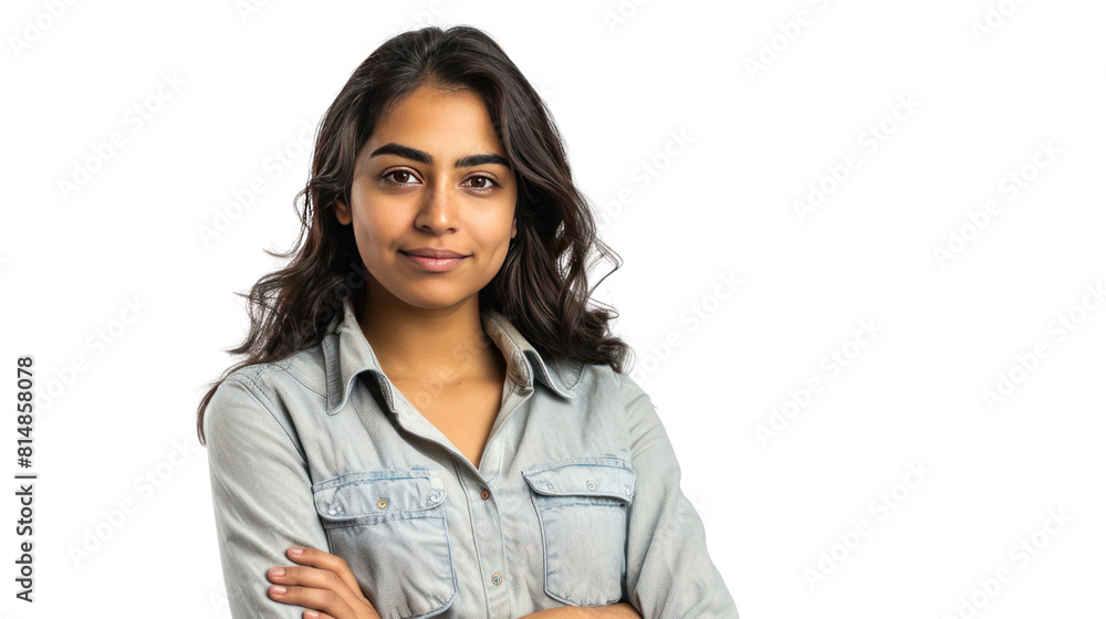 One confident female Indian engineer isolated on transparent and white background.PNG image. One confident female Indian engineer isolated on transparent and white background.PNG image.