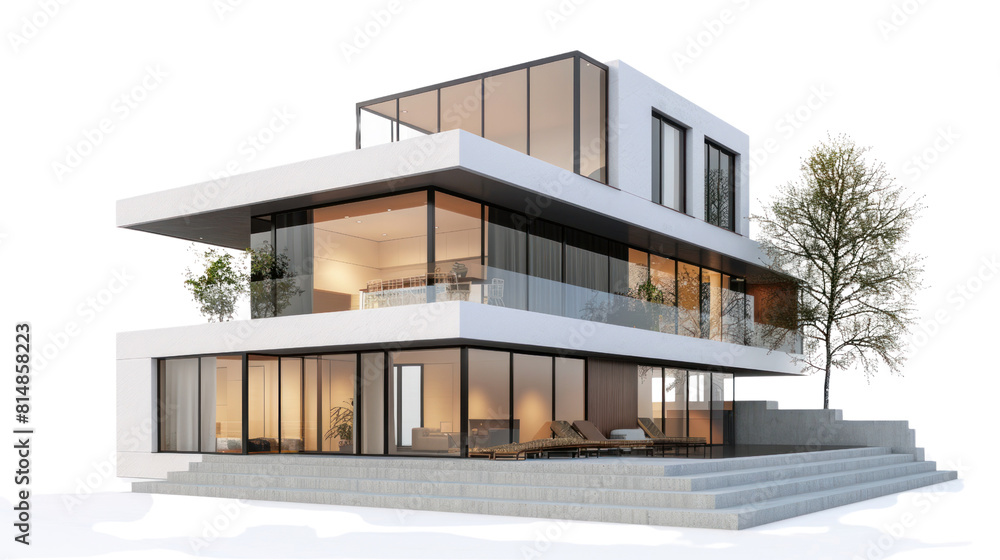 modern house isolated on transparent and white background.PNG image. modern house isolated on transparent and white background.PNG image.