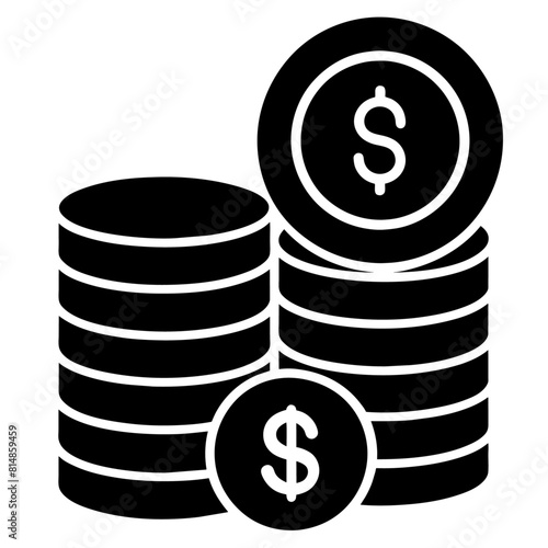 a stack of money coin icon in silhouette