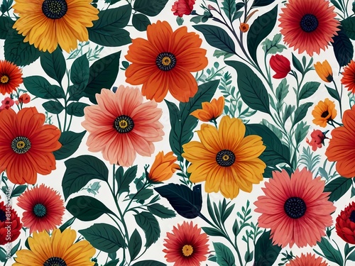 Amazing seamless floral pattern with bright colorful