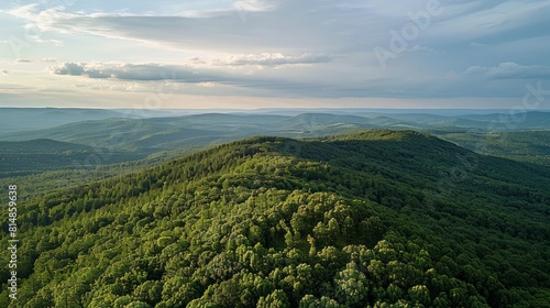 Aerial view of the Kittatinny Ridge in Pennsylvania  USA  a prominent ridge running along the Appalachian Mountains  offe