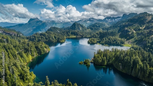 Aerial view of the Strathcona Provincial Park in British Columbia  Canada  a vast wilderness area known for its rugged mo