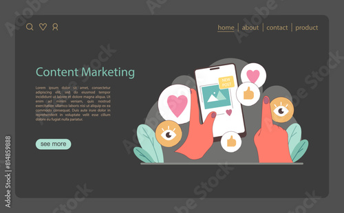 Content Marketing concept. A fresh take on digital engagement through content marketing.