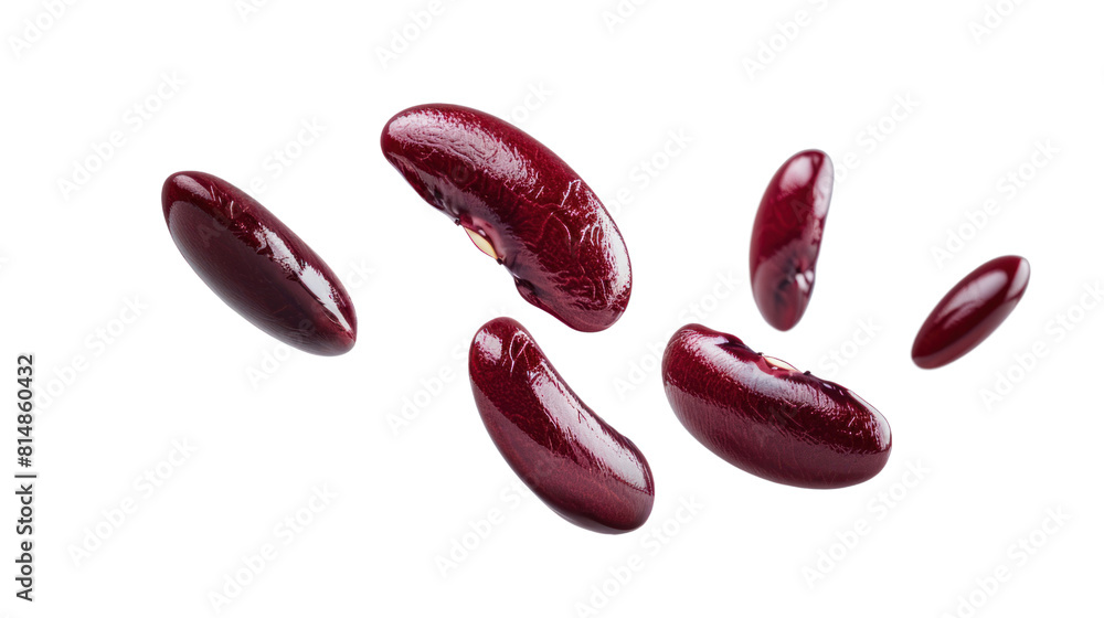 Falling red kidney beans isolated on transparent and white background.PNG image. Falling red kidney beans isolated on transparent and white background.PNG image.