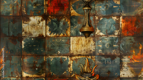 Iconic Liberty Torch Tiles: Symbol of Enlightenment and Freedom for Patriotic Themes Photo Realistic Stock Concept