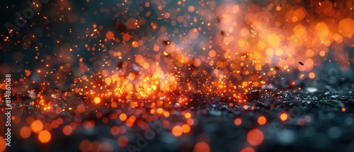 Glowing particles with depth of field and bokeh effect
