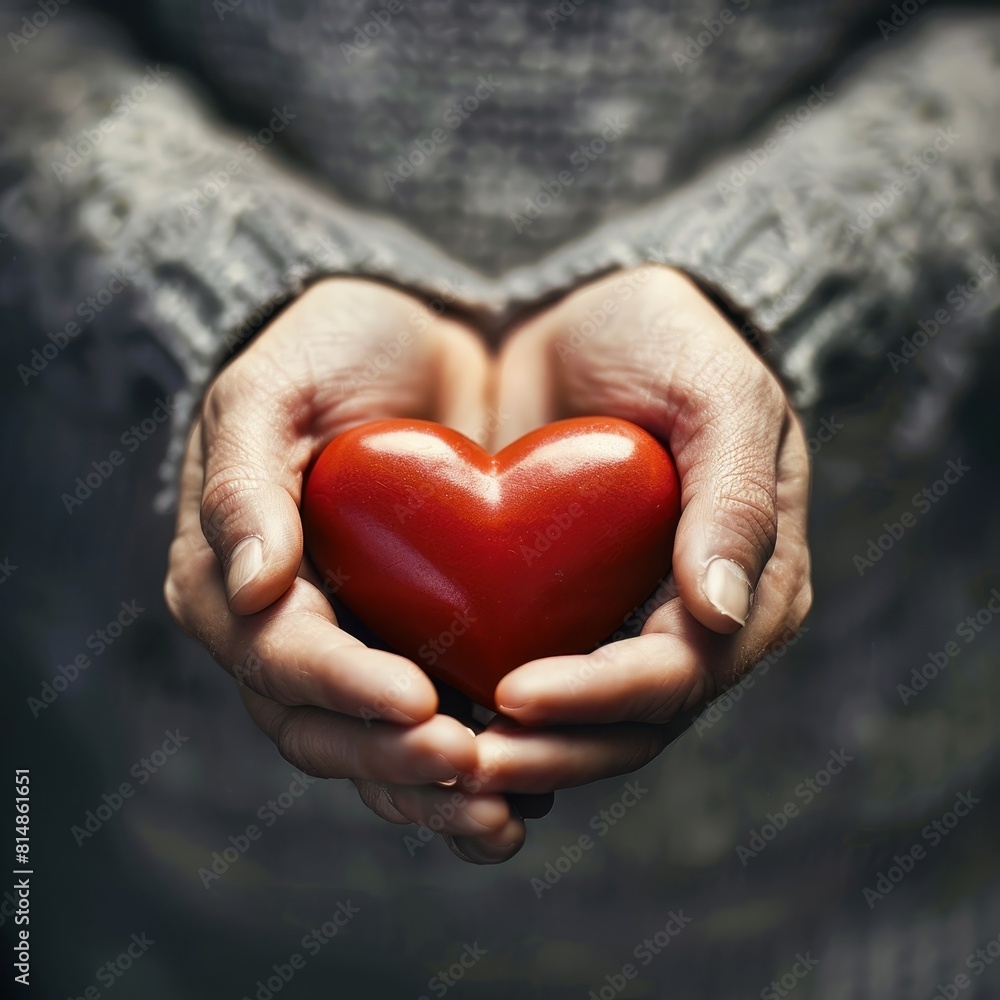 Holding heart in hands with love and care. Holding heart in hands with love and care.