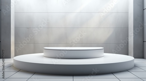 3D rendering of a white and gray podium.