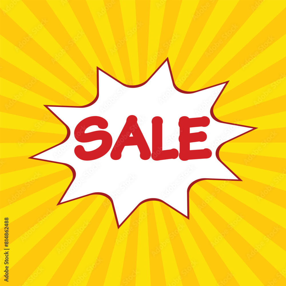 Fototapeta premium Sale Promo Templete, Orange comics Background, Comic Bubble in Pop, orange sunshine, Sale bubble radial, Sale sticker templete, tag of sale