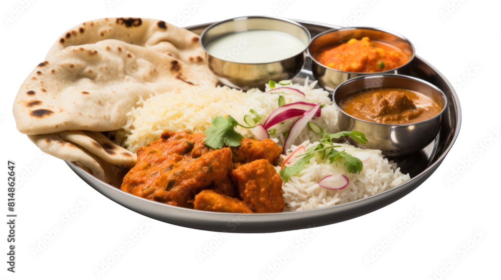 an Indian thali platter,Indian food isolated on transparent and white background.PNG image. an Indian thali platter,Indian food isolated on transparent and white background.PNG image.