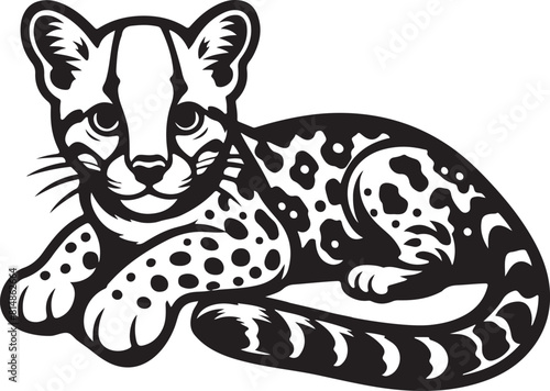 Ocelot cat silhouette vector illustration.