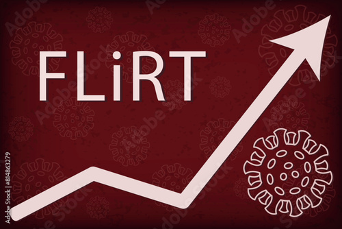 FLiRT is a family of COVID-19 variants characterized by increased transmissibility and potential immune evasion, including kp.2 and kp.1.1. White text on dark red background.