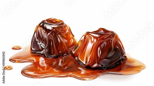 Babas au Rhum isolated on white background hyper realistic close-up soaked dessert theme digital painting vivid photo