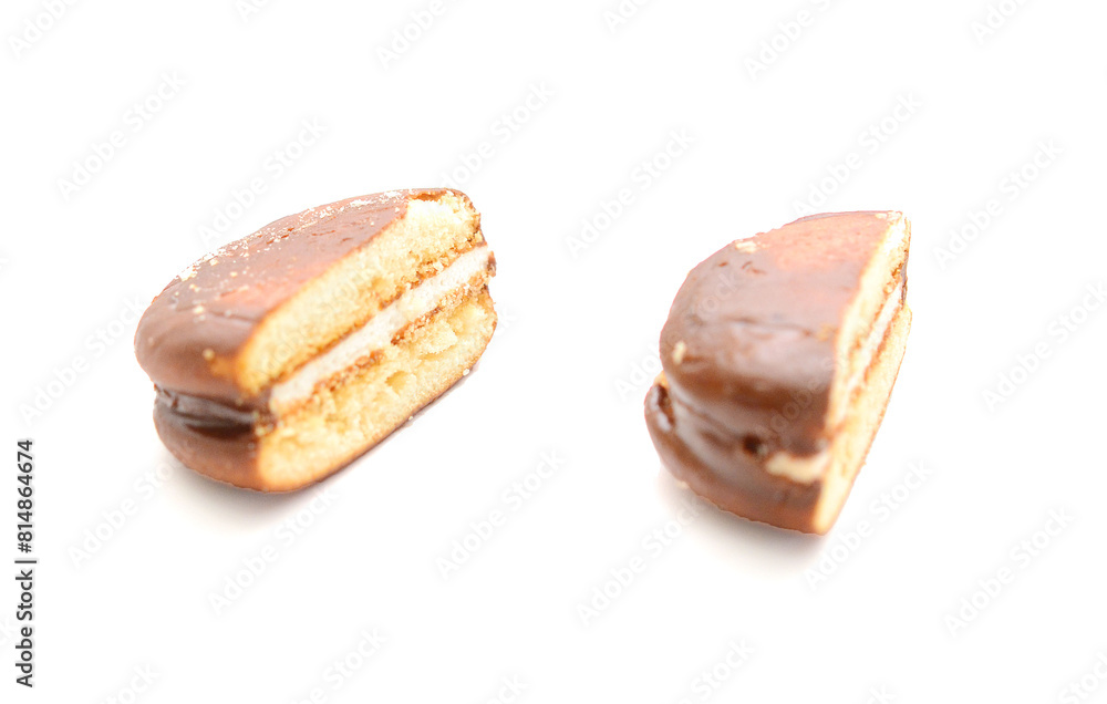 Chocolate cakes isolated on white background Chocolate cakes isolated on white background