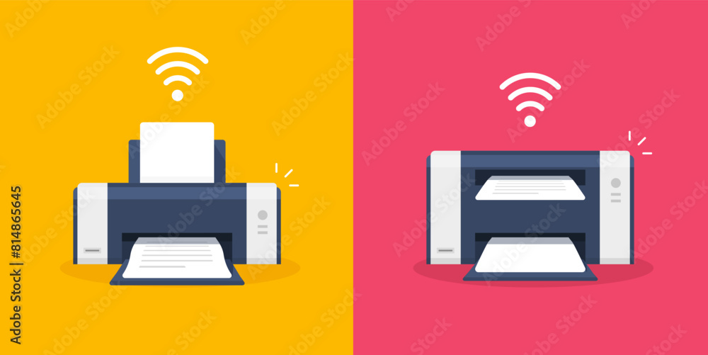 MFP machine multifunction printer vector icon flat cartoon graphic illustration, mfd copier printer isolated cut out object clip art image, laser fax office device symbol