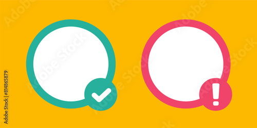 Do and dont icon sign red green vector set graphic illustration, fail risk bad and good okay round symbol, caution warning and correct positive circle boxes image clip art