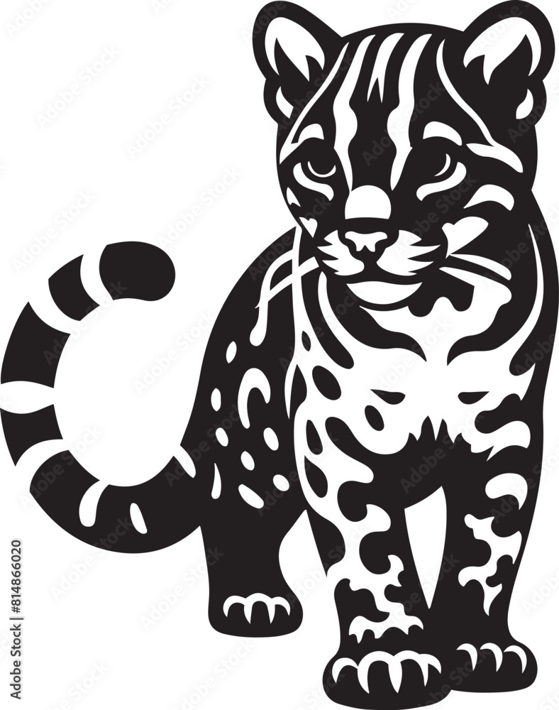 Obraz premium Ocelot cat standing silhouette vector illustration.