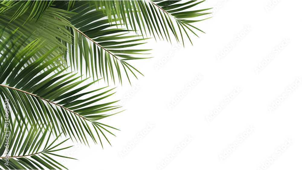 tropical palm leaves isolated on transparent background. tropical palm leaves isolated on transparent background.