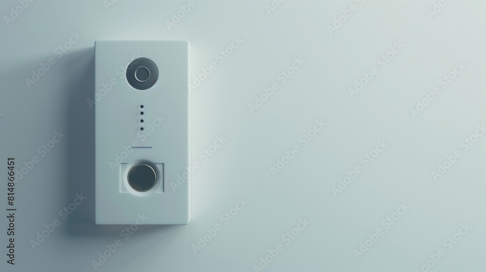 Minimalist design of a modern intercom system on a plain light wall, showcasing contemporary home security technology. Minimalist design of a modern intercom system on a plain light wall, showcasing contemporary home security technology.