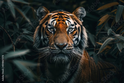 dramatic cinematic portrait of majestic tiger powerful wildlife photography