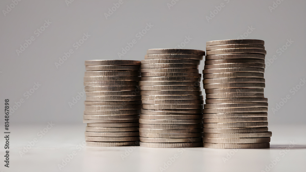 Coins stacked on top of each other and side by side Coins stacked on top of each other and side by side