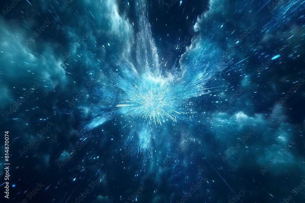 Fototapeta premium Blue and white abstract fractal resembling a nebula or galaxy.