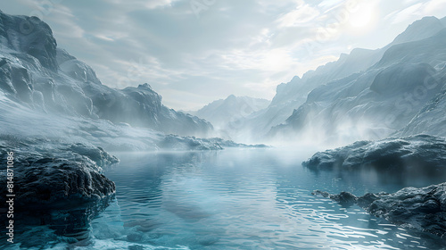 Experience the raw energy of volcanic basin hot springs in breathtaking landscapes Photo realistic concept